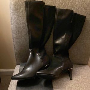 dress boots 
2-1/3" stacked stiletto heel
cushioned insole